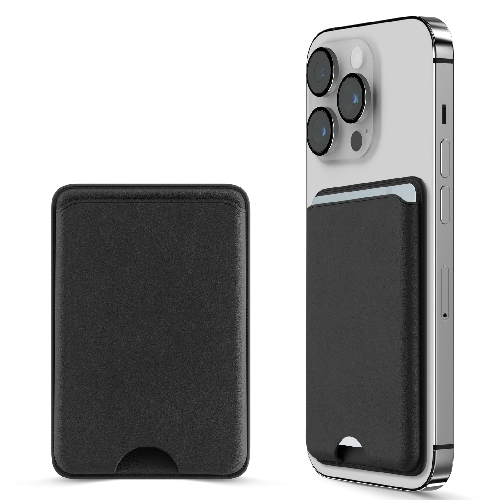 Siaincsy for Magsafe Wallet 2 Pack Strongest Magnetic Wallet Card Holder for iPhone 16/15/14/13/12 Series - RFID Blocking Holds 3 Cards Black